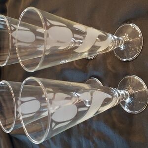 Vintage Pilsner Beer glasses with etched tulip design set of 4